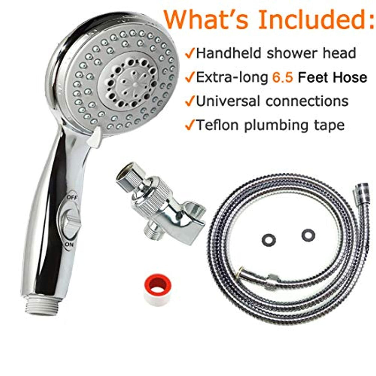 HauSun Handheld Shower Head with On/Off Switch 5 Spray Settings 6.5 CGsupply