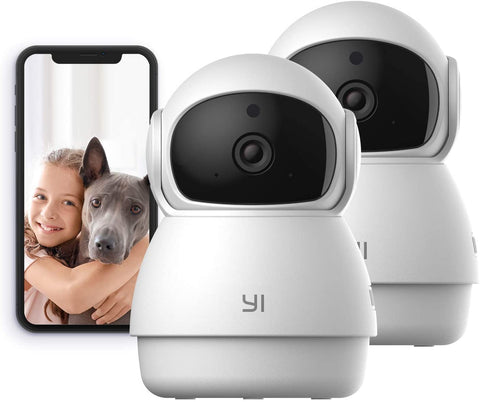 YI 2pc Pan-Tilt Dome Security Camera, 360 Degree 2.4G Smart Indoor Pet Dog Cat Cam with Night Vision, 2-Way Audio, Motion Detection, Phone APP, Compatible with Alexa and Google Assistant