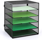 ProAid Desk Letter Tray Organize, Mesh Desktop File Organizer with 5 Tier Paper Size Shelves, Black