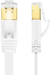 TNP Cat7 Shielded Ethernet Flat Patch Network Cable 33 ft - 10Gbps 600Mhz High Performance with Snagless RJ45 Connectors Gold Plated Plug S/STP Wires Networking Cable Wiring Black