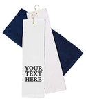 Personalized Custom Golf Towel - Add Your Embroidered Name or Monogram - Trifold Golf Towels with Grommet and Carabiner Clip, Hook