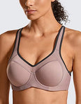 SYROKAN Women's Full Support High Impact Racerback Lightly Lined Underwire Sports Bra