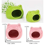 Small Pet Hideout Ceramic House Cute Adorable Cave Critter Hut Nest for Mini Animals Gerbils Chinchillas Hamster Mice Rat (Pink, L)