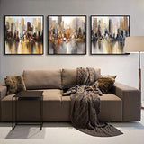 PLLP Modern Minimalist Abstract City Painting, Triple Living Room Sofa Background Wall Decoration Painting, Dining Room Bedroom Wall Painting