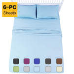 EMONIA Queen Sheets Set -6 Pieces Bed Sheets-Microfiber Super Soft 1800 Series Deep Pocket Fitted Sheets-Wrinkle