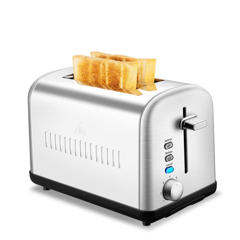 2 Slice Toaster, Chitomax Extra Wide Slot Toasters 2 Slice 7 Brown Settings and Removable Crumb Tray, Stainless Steel Toasters, Silver