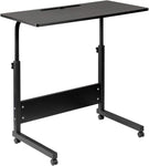 Hadulcet Mobile Side Table, Mobile Laptop Desk Cart, Adjustable Over Bed Table with Wheels for Sofa, 31.5 x 15.7 in, Black