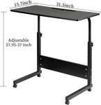Hadulcet Mobile Side Table, Mobile Laptop Desk Cart, Adjustable Over Bed Table with Wheels for Sofa, 31.5 x 15.7 in, Black