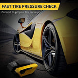 VacLife Leaf Blower Air Compressor Tire Inflator, DC 12V Portable Air Compressor, Auto Tire Pump with LED Light, Digital Air Pump for Car Tires, Bicycles and Other Inflatables, Model: ATJ-1166, Yellow (VL701)