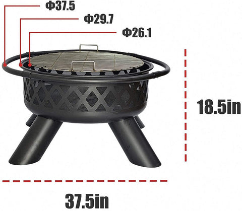 ANDGOAL Wood Burning Fire Pits Grill Fire Pit - Fire Pit Bowl Heat-Resistant with 360°Rotate Grilled Shelf Round Wood Fire Pits Large Fire Pit