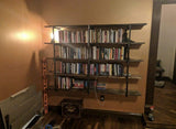 Tianman Industrial Wall Mount Iron Pipe Shelf Shelves Shelving Bracket Vintage Retro Black DIY Open Bookshelf DIY Storage offcie Room Kitchen Shelves (3Pcs,52" Tall,12" deep)