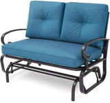Incbruce 2 Person Rocking Chair, Garden Seat, Garden Seat, Steel Frame with Cushion, Peacock Blue