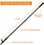 BsBsBest Fire Pit Poker, 45.99 Inch Extra Long Outdoor Fire Poker for Fireplace, Fire Pit, Campfire, Wood Stove and Indoor Use, Heavy Duty Wrought Steel Campfire Poker Tool, Rust-Resistant Black Finish