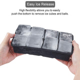 GDREAMT Ice Cube Trays Silicone Mold - Easy Release Ice Cube Molds Sphere Ice Ball Maker with Removable Lid and Large Square Ice Molds Reusable and BPA Free for Whiskey and Cocktails, Set of 3, Black