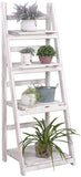 RHF 45" Foldable Ladder Shelf,Plant Stand,Indoor Flower Pot Stand,Folding A Framde Display Shelf,Free Standing, Patio Rustic Wood Stand