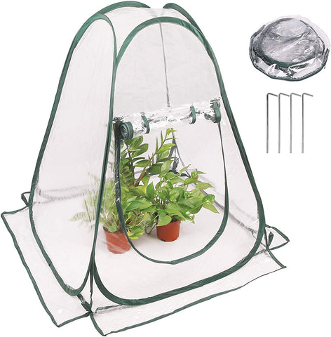 KBD Pop up Greenhouse Cover, Transparent PVC Mini Small Grow Plant House Tent, Gardening Flowerpot Warm Room Backyard Flower Shelter