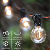 Binval G40 LED String Lights 2700K Globe Hanging Loops 24Pcs E12 Sockets and 25 G40 1 Watt Bulbs Included 1 Spare 2ft Spacing Indoor Outdoor Patio Lights UL ETL Listed Waterproof