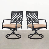 MEOOEM Patio Dining Chairs, 2 Pcs Swivel Outdoor Metal Rocker Chairs with Cushion, Furniture Set for Garden Backyard Bistro