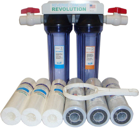 Reverse Osmosis Revolution 3/4" Port Dual Stage Whole House Water Filtration System with Sediment & CTO Filters