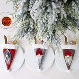 PAMASE 12pcs Christmas Gnome Silverware Holders- Scandinavian Santa Gnome Tableware Bag Plush Christmas Knife and Fork Cover for Holiday Xmas Party Dinner Table Decoration