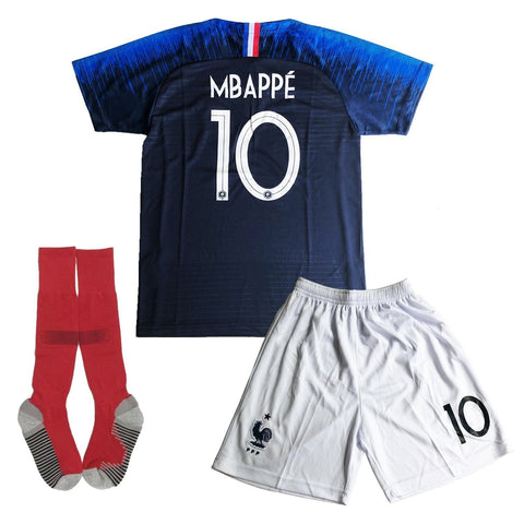 GLL SPORT New 2018#10 MBAPPE Home Kids Shirt Soccer Football Jersey Shorts Socks Youth Sports Kit