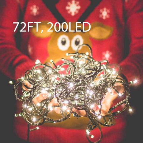 Binval Solar Fairy String Lights,Ambiance lighting for Outdoor,Home,Lawn,Wedding,Christmas Party,72feet 200LED,White