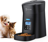 TSYMO Automatic Cat Feeder - 1-6 Meals Auto Dog Food Dispenser with Anti-Clog Design, Timer Programmable, Voice Recording & Portion Control for Small & Medium Pets (4 L Black)