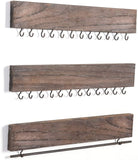RHF Jewelry Organizer, Wall Mounted Wood Hanging Jewelry Holder, Necklace Holder, Bracelets Rings Earrings Hook Racks Bar with 26 Hooks, 12 Inch, Brown
