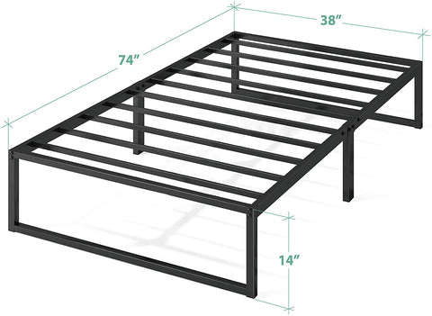 Zinus Lorelai 14 Inch Metal Platform Bed Frame / Steel Slat Support / No Box Spring Needed / Underbed Storage Space / Easy Assembly, Twin