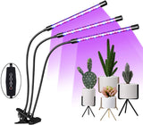 GardGuard LED Grow Light with 3/6/12 H Cycle Timing, 3 Heads Adjustable Gooseneck Plant Light, 5 Dimmable Levels and 3 Switch Modes for Indoor Plants