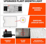 GardGuard Dimmable QB-1000 LED Grow Light, Full Spectrum Growing Lamp for Grow Tent Indoor Hydroponic Greenhouse Plants, Compatible with Samsung LM301B Chip & MeanWell Driver & Sunglasses