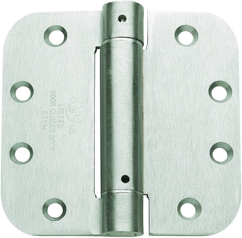 Global Door Controls 4 in. x 4 in. Satin Nickel Steel Spring Hinge with 5/8 in. Radius - Set of 3
