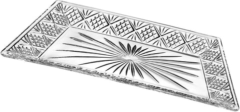 Godinger Dublin Rectangular Crystal Tray, 12 Inch x 6.5 Inch