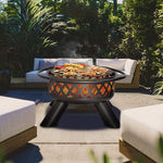 ANDGOAL Wood Burning Fire Pits Grill Fire Pit - Fire Pit Bowl Heat-Resistant with 360°Rotate Grilled Shelf Round Wood Fire Pits Large Fire Pit