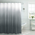 Natural Home Ombre Textured Shower Curtain with Beaded Rings, Dark Grey