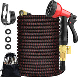 WAKYME 100FT Expandable Garden Hose Kit with Anti-leak 3/4'' Solid Brass Connector, Kink-Free, Lightweight Flexible Water Hose with 8 Function Nozzle, Triple Latex Core for Yard Watering Washing