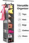 KEETDY 8-Shelf Hanging Shoe Organizer with Large Shelf Closet Organizers and Storage with Side Pockets Hanging Shoe Rack Hat Holder for Shoes, Clothes, Hats, Grey