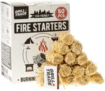 Grill Trade Firestarters - Natural Fire Starters Burn Wood Stove Grill Fireplace Camping Pit BBQ Charcoal Chimney Pizza Oven - 50 Firelighters in Box