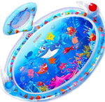 CCBOAY Inflatable Tummy Time Water Mat with Mirror and Rattles for Infants Toddlers Stimulation Growth Baby Activity Center for 3 6 9 12 Months Boys Girls XLarge