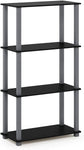 Furinno (99557BK/GY) Turn-N-Tube 4-Tier Multipurpose Shelf Display Rack - Black/Grey