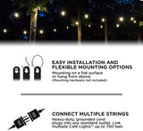 Binval Classic LED Cafe String Lights, Black, 48 Foot Length, 24 Impact Resistant Lifetime Bulbs, Premium, Shatterproof, Weatherproof, Indoor/Outdoor, Commercial Grade, UL Listed, 31664