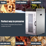 NutriChef Electric Food Dehydrator Machine - 2000-Watt Premium Multi-Tier Meat Beef Jerky Maker Fruit/Vegetable Dryer w/ 20 Shelf Stainless Steel Trays, Digital Timer, Temperature Control - NCFD20S