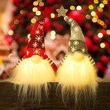 Juegoal 11"" Lighted Christmas Gnome Santa, Handmade Plush Scandinavian Swedish Tomte, Light Up Elf Toy Holiday Present, Battery Operated Winter Tabletop Christmas Decorations, 2 Set