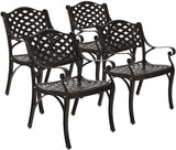 ELECWISH Set of 4 Cast Aluminum Outdoor Dining Chairs Bronze Finished Patio Dining Chairs Steel Outdoor Furniture Set for Kitchen,Garden,Backyard, Shiny Copper