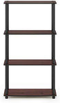 Furinno (99557BK/GY) Turn-N-Tube 4-Tier Multipurpose Shelf Display Rack - Black/Grey