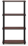 Furinno (99557BK/GY) Turn-N-Tube 4-Tier Multipurpose Shelf Display Rack - Black/Grey