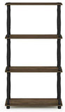 Furinno (99557BK/GY) Turn-N-Tube 4-Tier Multipurpose Shelf Display Rack - Black/Grey